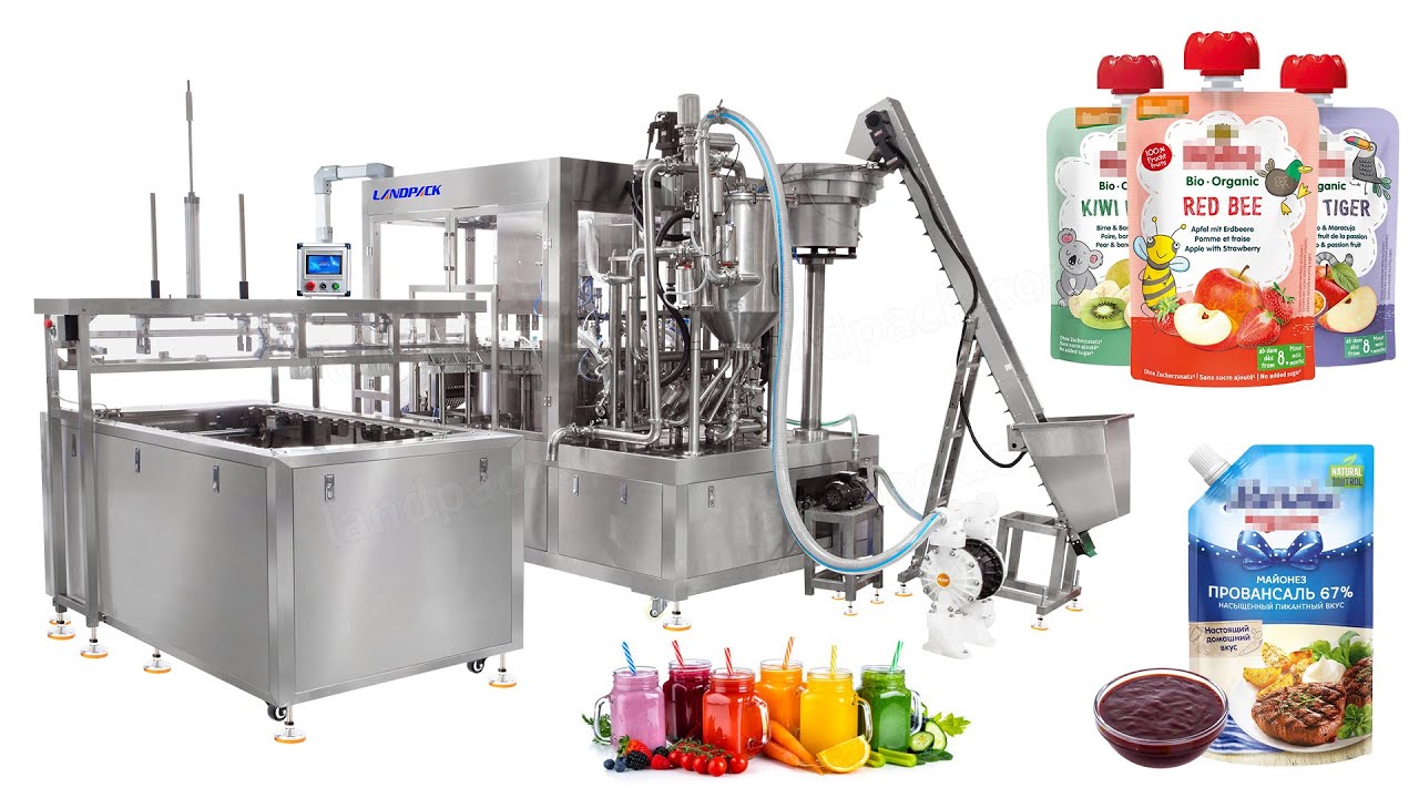 Food Grade Spout Pouch Filling Machine with CIP & Auto Pouch Feeding #spoutpouch