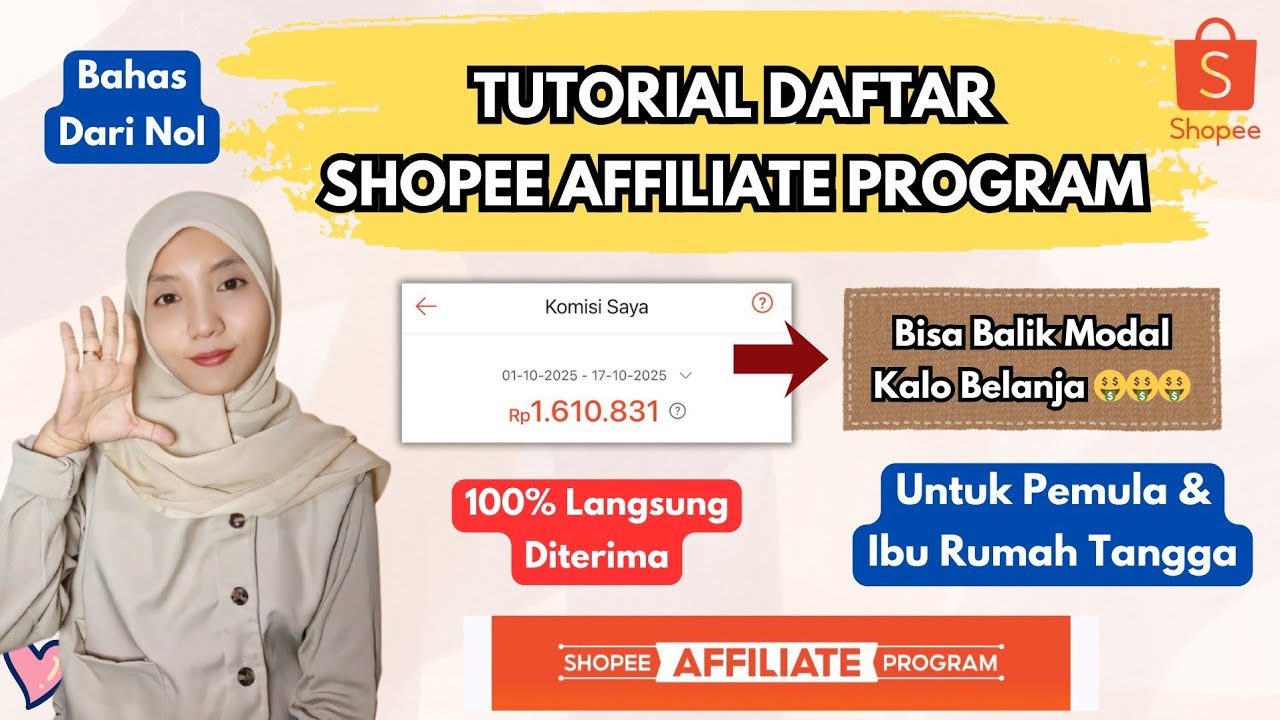 CUAN DARI RUMAH AJA‼️CARA DAFTAR SHOPEE AFFILIATE PROGRAM TERBARU UNTUK PEMULA DAN IBU RUMAH TANGGA