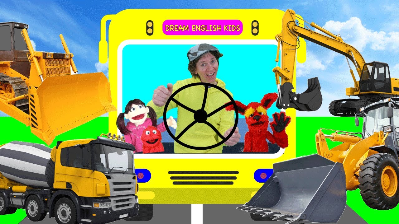 Wheels On The Bus Construction Vehicles With Matt | Kids Songs, Nursery Rhymes | Learn English Kids