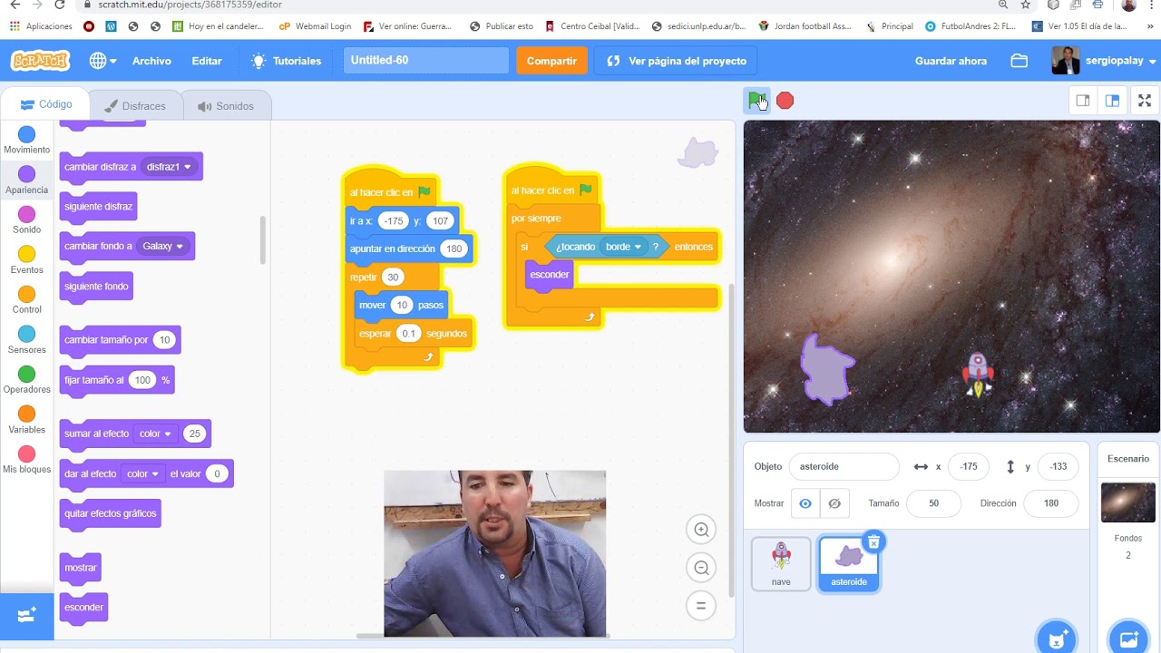 Juego de nave y asteroides básico en Scratch