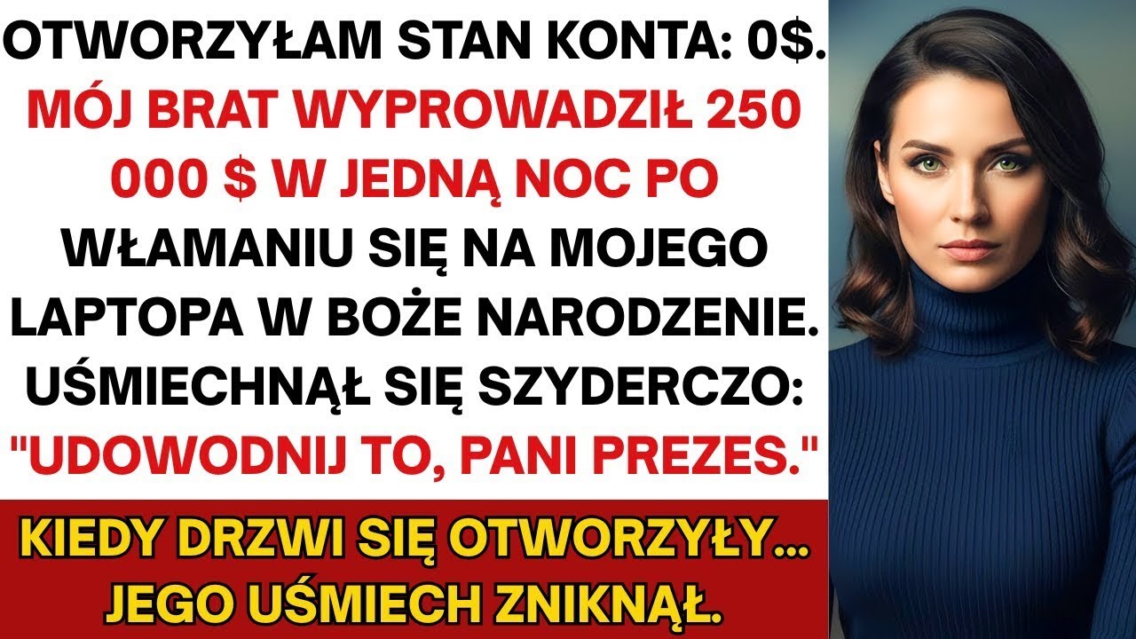 Mój brat ukradł 1 250 000 zł po zhakowaniu mojego laptopa  Potem się zaśmiał  »Udowodnij, Pani CEO«
