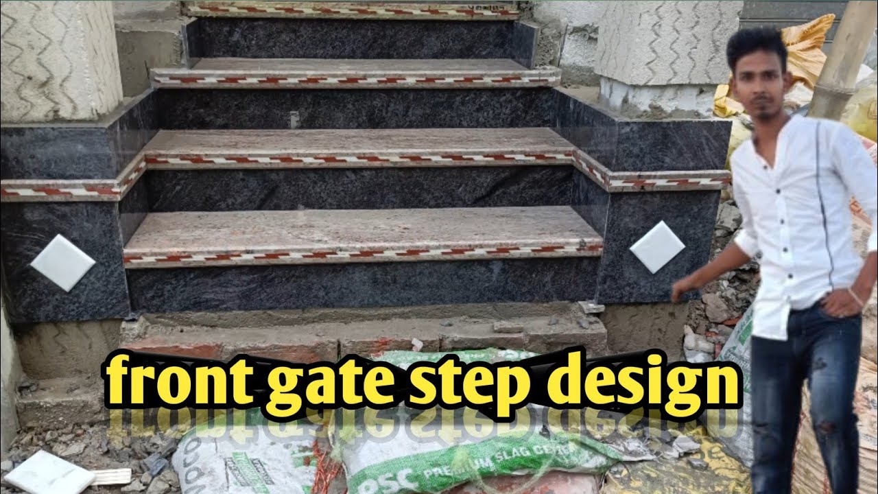 White and black granite front step design 🪜|| men gate stairs design || granite Sidhi design 