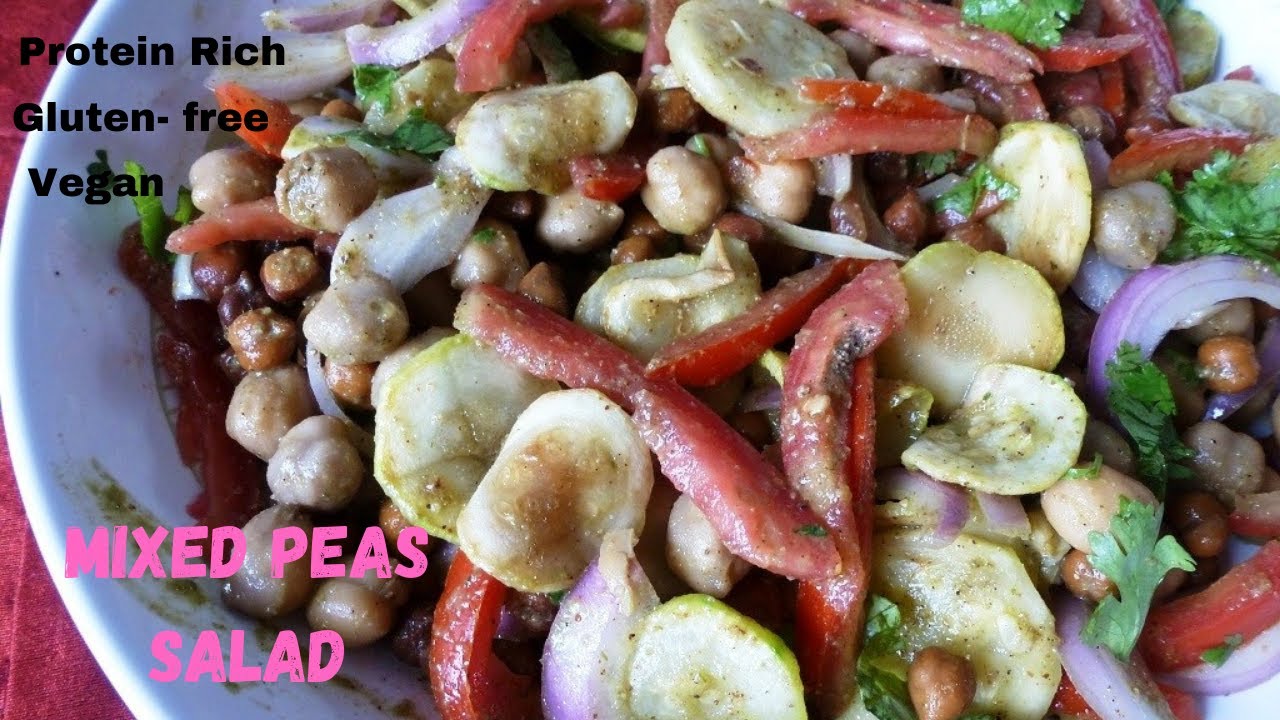 Mixed peas salad with roasted zucchini | High protein salad recipe for weight loss | Vegan recipes