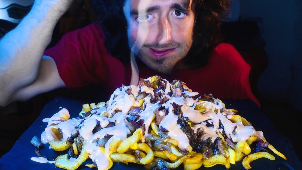 ASMR ANIMAL STYLE CURLY FRIES *SUPER MESSY ULTRA CHEESY* | NO TALKING | Nomnomsammieboy