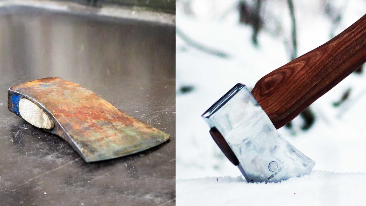 Antique axe restoration with mirror finish - tool restoration