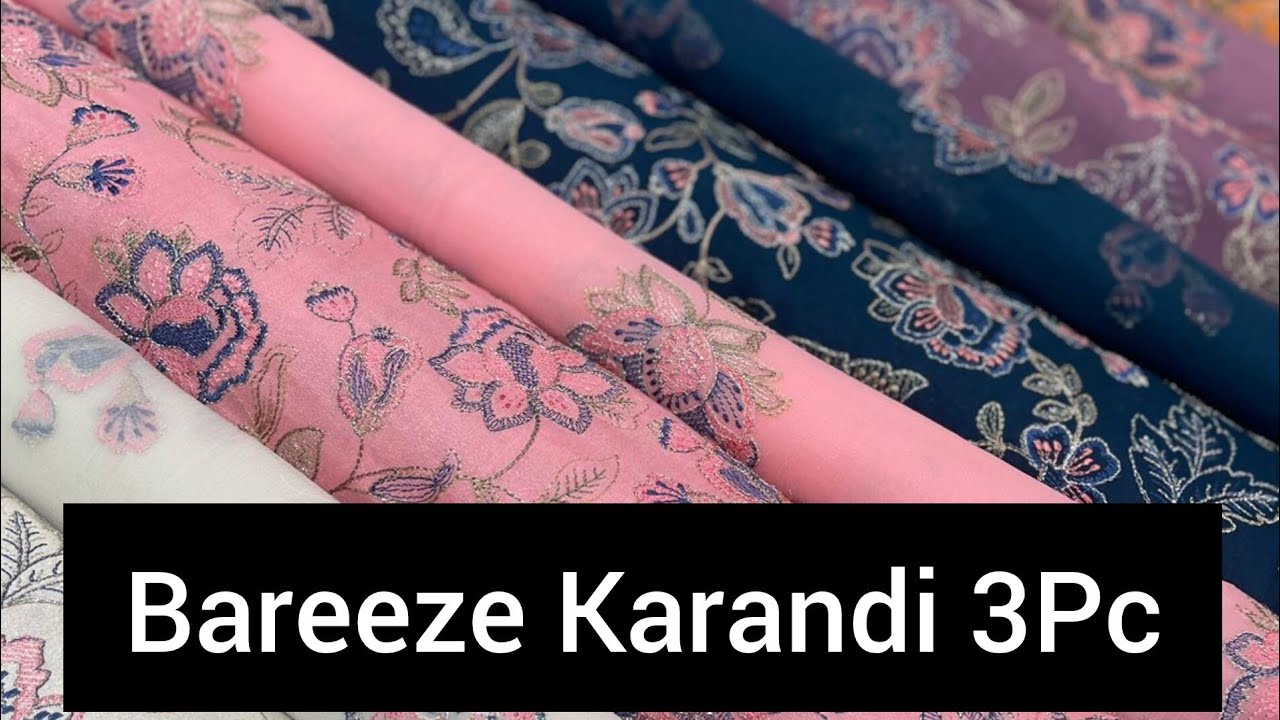 Latest Bareeze 3pc karandi By Mustafa khattak fabrics