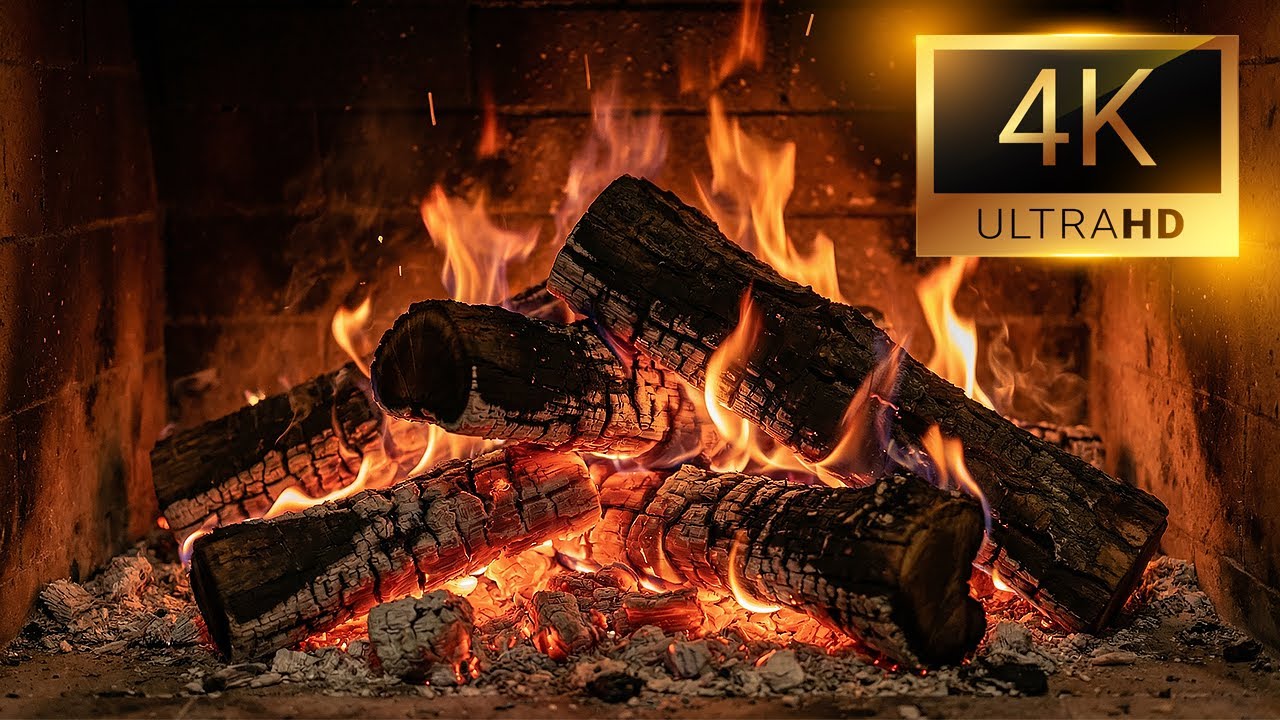 Fireplace 4K 🔥 Real Crackling Fire Sounds