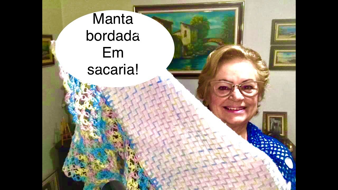 Manta para bebê Bordada em tecido de Sacaria - como fazer !!!