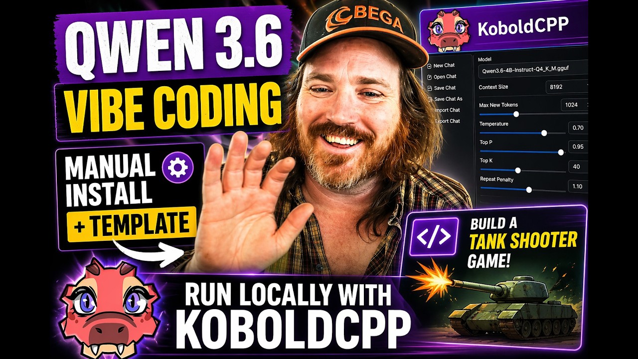 Qwen 3.6 Vibe Coding &mdash; запуск локально с KoboldCPP (ручная установка + шаблон)