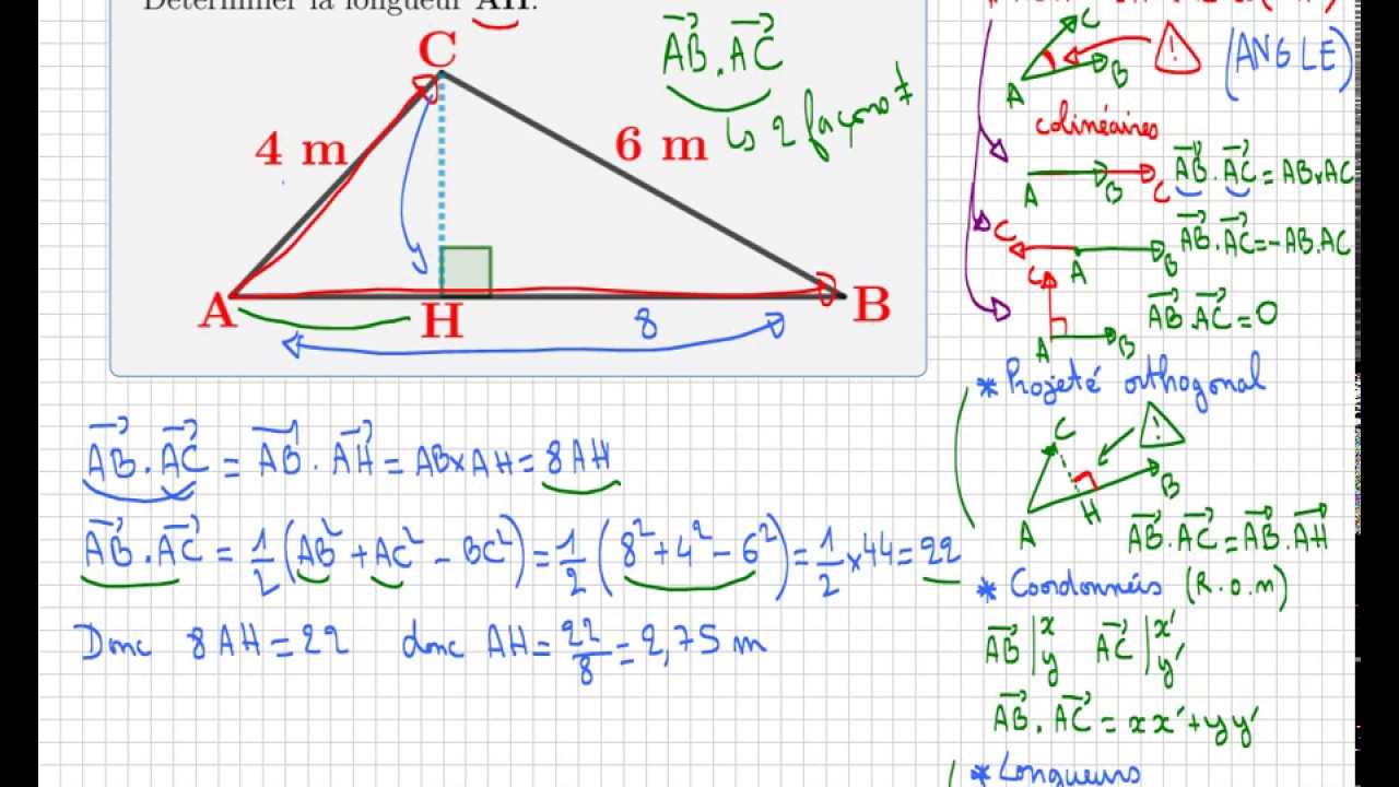 Calculer un produit scalaire pour calculer des longueurs • projeté orthogonal • première spé maths