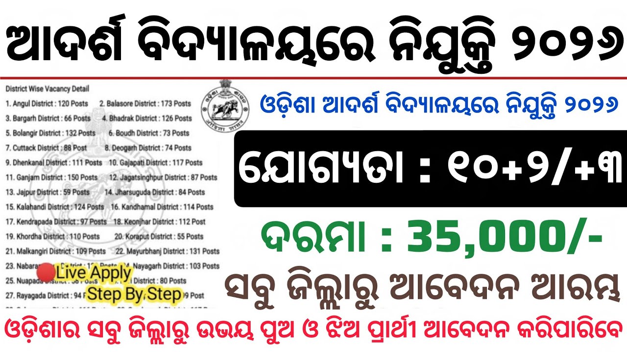 OAVS Recruitment 2026//Apply Online For 2700+ Posts//Salary:35,000/-//Odisha Jobs//Govt Jobs 