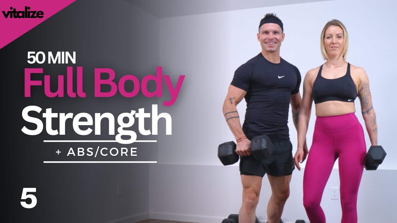 50 Min FULL BODY STRENGTH WORKOUT with WEIGHTS + ABS