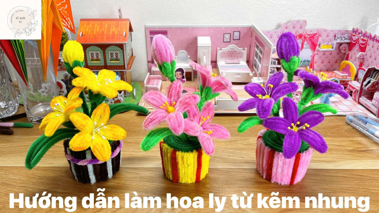 DIY | Handmade - 🌺 Hướng dẫn cách làm chậu hoa ly từ kẽm nhung - 🌺How to make lily flower pots