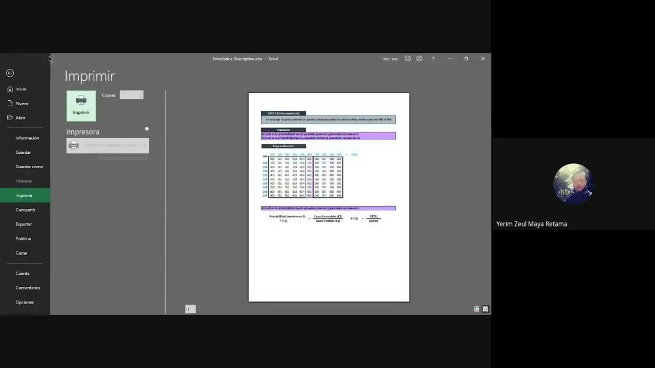 Estad&iacute;stica Descriptiva. Clase 2. Casos Favorables - Casos Posibles utiiizando Excel.