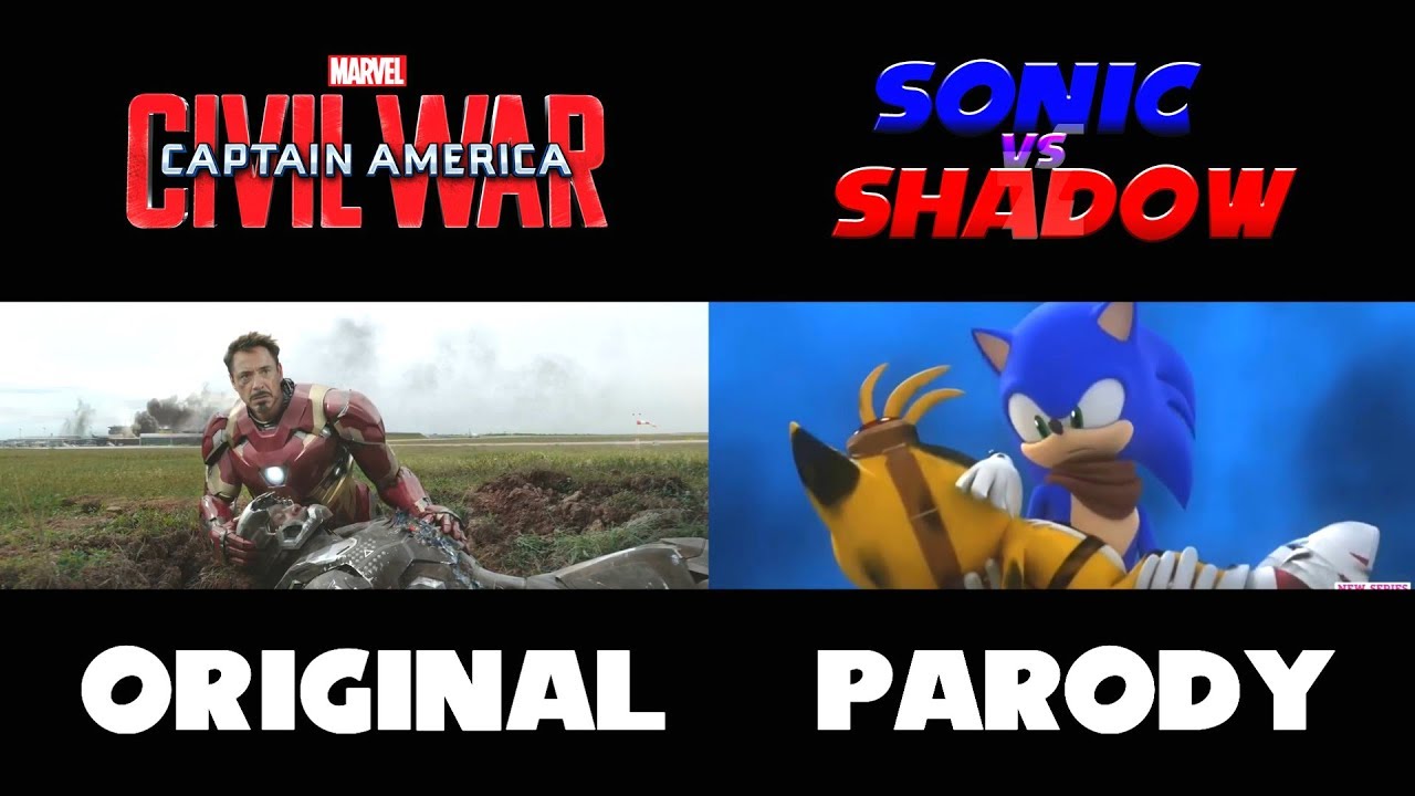 Captain America Civil War Official Trailer Side-By-Side w/ Sonic VS Shadow The Movie TRAILER #1