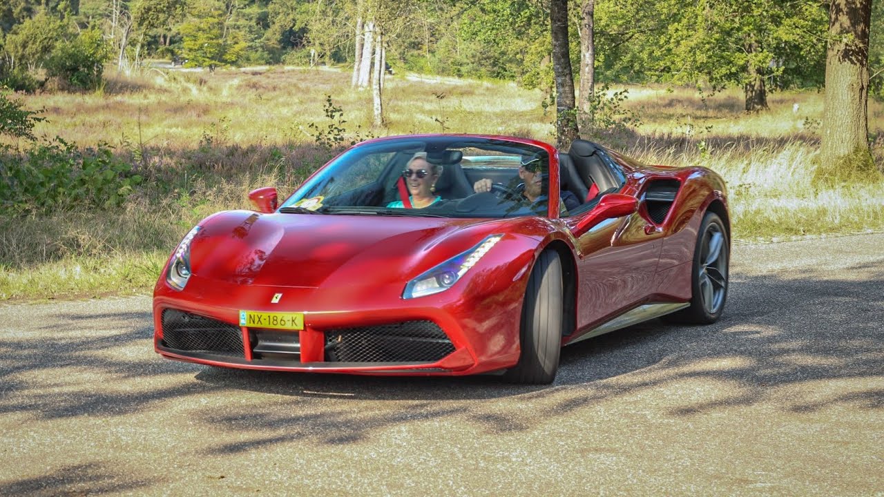 Supercars arriving at a Ferrari meeting! (488,f8, Portofino, California, 348 Challenge, etc.)