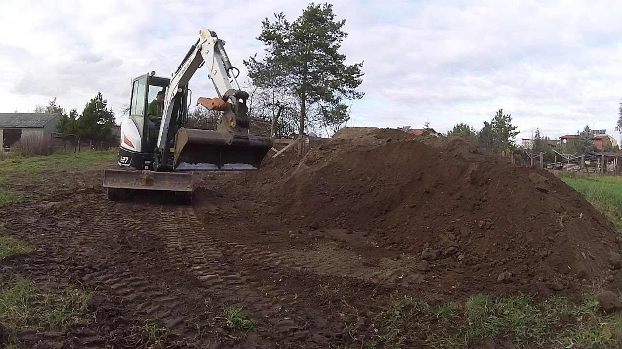 Bobcat E27 Praca skarp&oacute;wką przedsiębierną. Lehnhoff MS03 SIMLOCK. WWW.USLUGI-MINIKOPARKA.PL