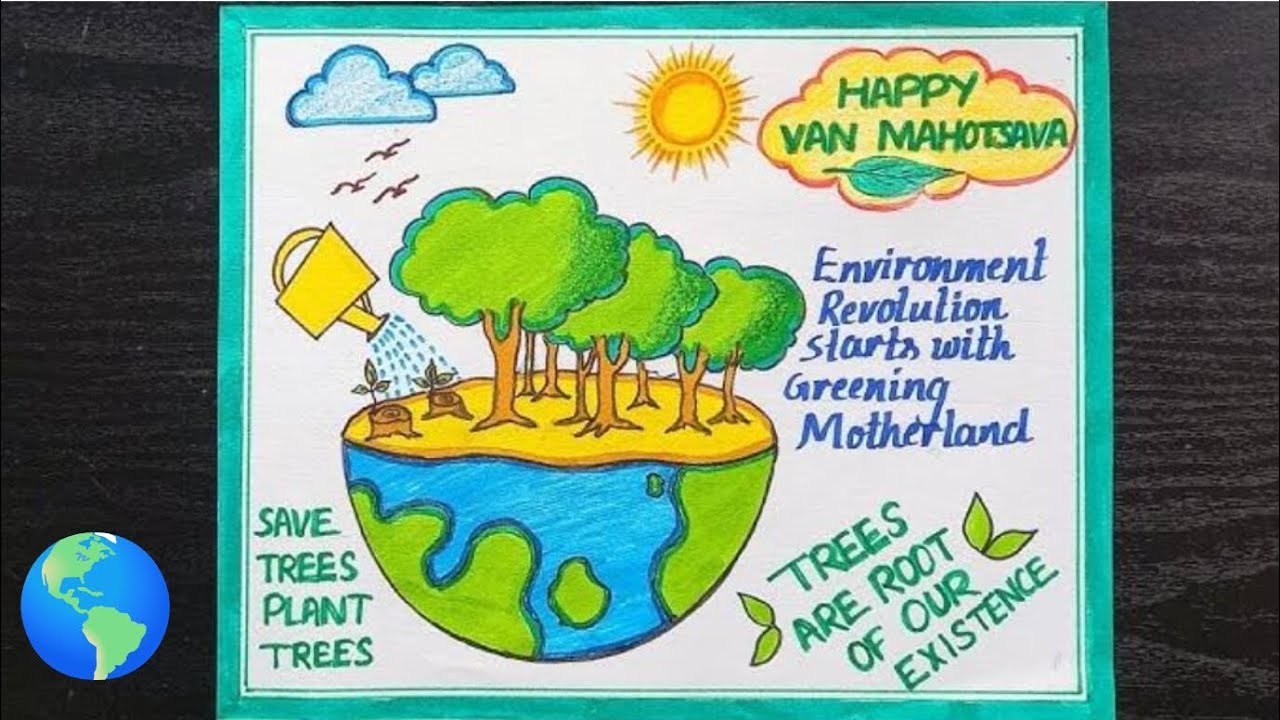 Van mahotsav drawing ❤ easy van mahotsav poster  drawing / save tree 🌳  plant trees 🌱