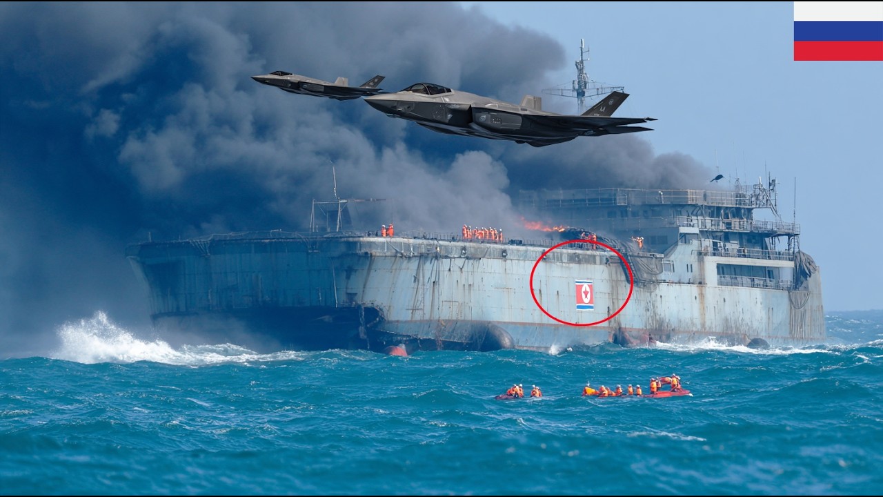 2 minutes ago! US F-35 jets sank a North Korean aircraft carrier carrying 30,254 missiles to Russia.