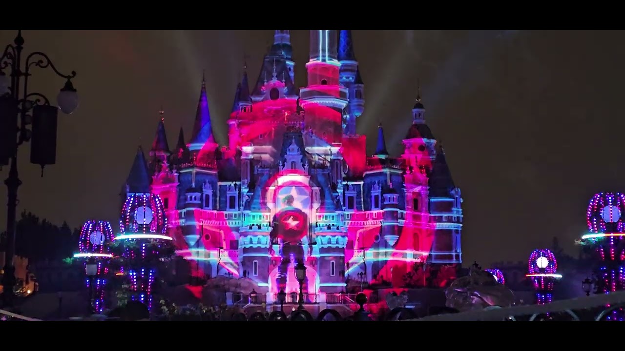 Disney castle light show Shanghai China