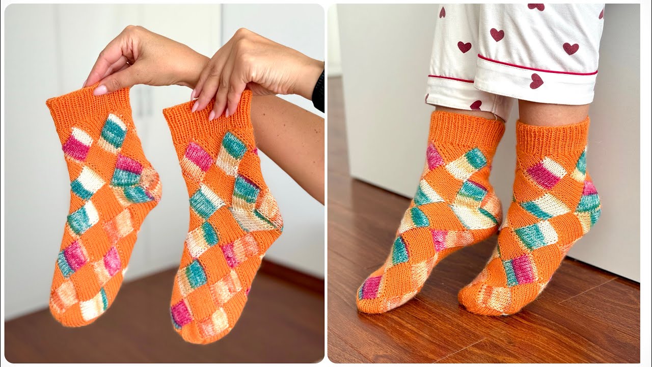 Носки на двух спицах БЕЗ ШВА! Мастер класс для начинающих knitting socks. Носки спицами Энтерлак.