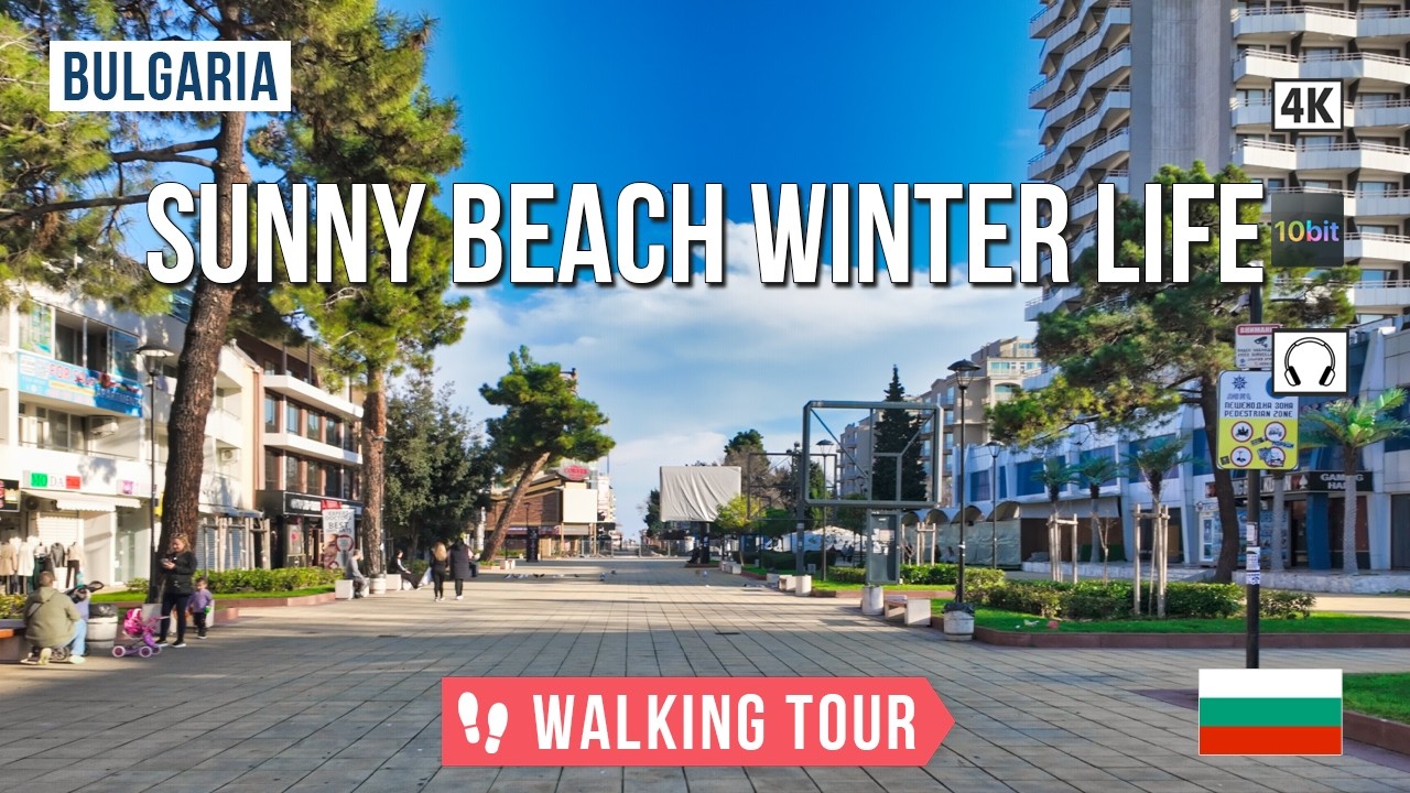 Walking in SUNNY BEACH Bulgaria 🇧🇬 December 2025 | Center, Pier & Closed Park Tour [4K 10-bit Color]