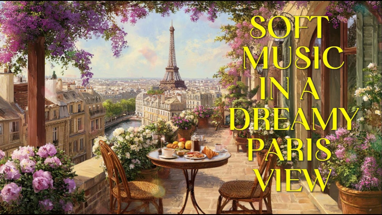 Paris Bright Spring Morning with Soft Music, Eiffel Tower Balcony, Café and Jazz ☕ Relaxing Music 🎵