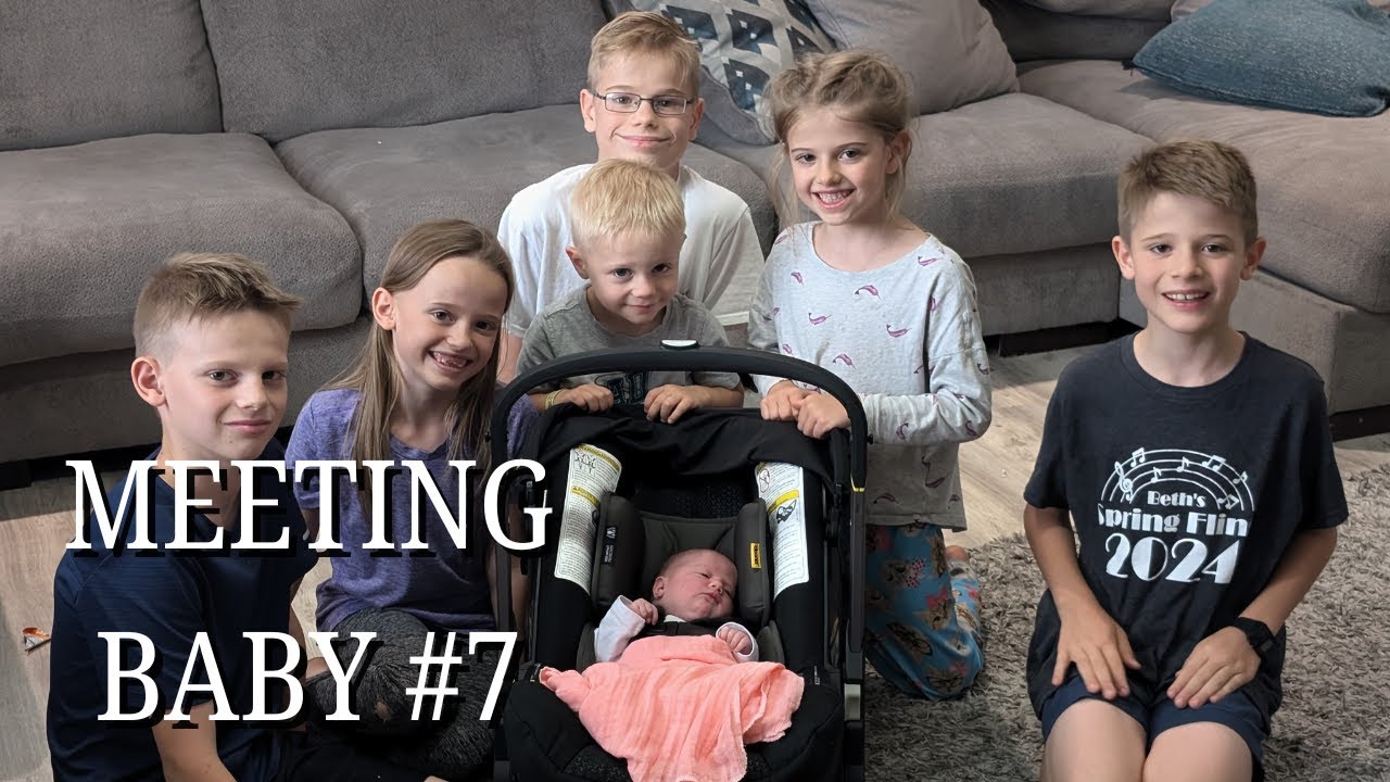 MY KIDS MEETING BABY #7 FOR THE FIRST TIME #newborn #baby #momlife #largefamily #kids #mom #parents