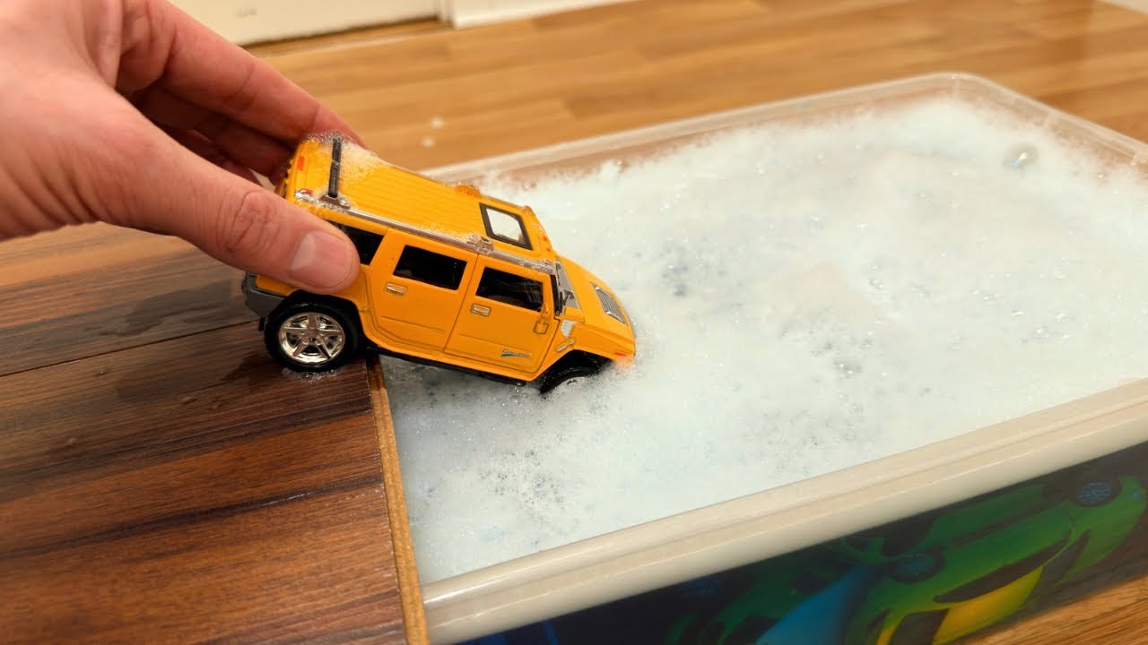 Various Cars Model Falling Into The Water