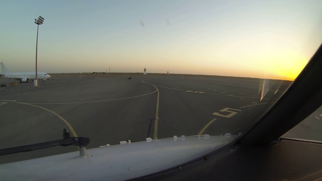 Boeing 737 take off from Baku, Heydar Aliyev International Airport