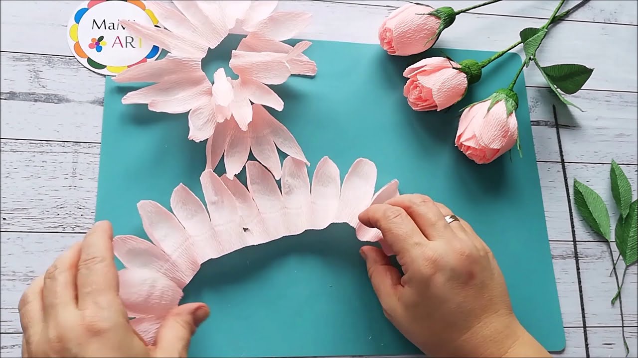 Pоза - простой и быстрый способ сделать красивую розу | EASY CREPE PAPER FLOWER