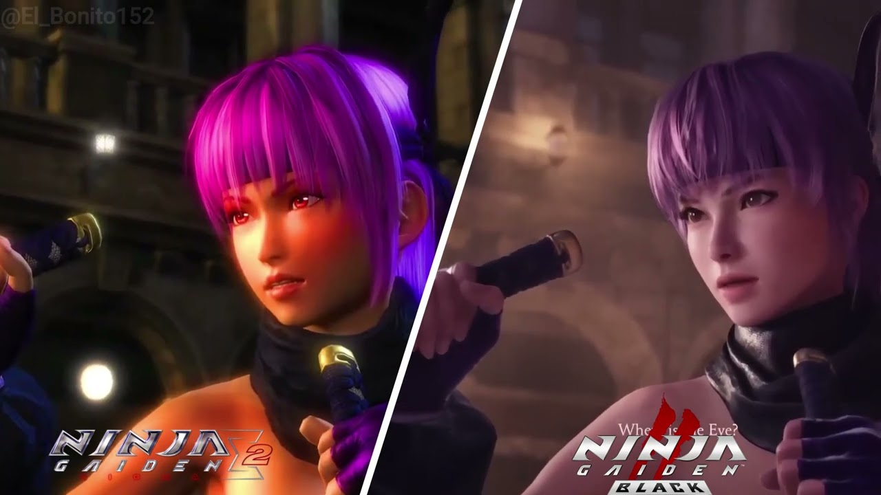 Ayane Cutscenes versions side by side Ninja Gaiden 2 Sigma vs Black Compared 