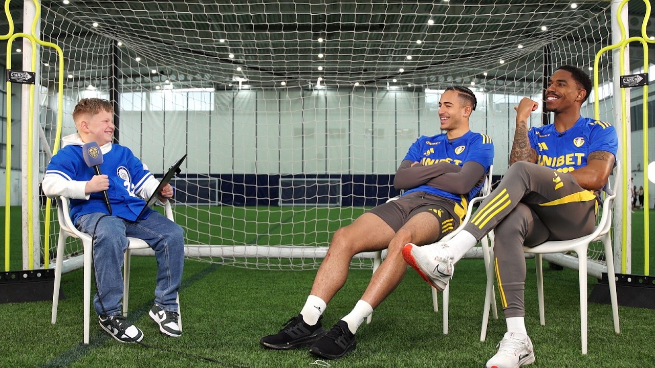 SURPRISE! Young fan interviews Leeds United players 😂 Junior Firpo and Mateo Joseph
