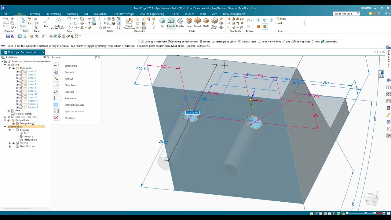 Solid Edge 2023: Creating a Synchronous Part complete with Draft file