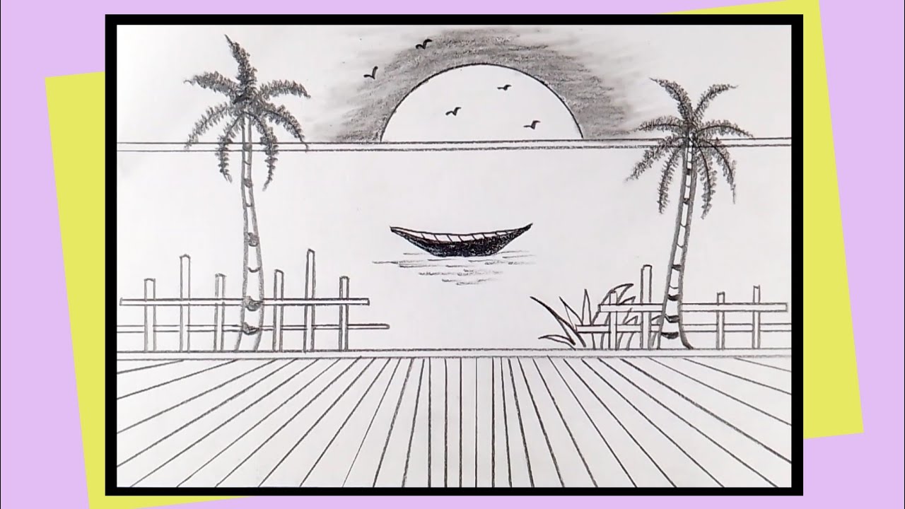 How to make a beautiful Scenery | Drishya | Nature drawing | Natural scenery drawing