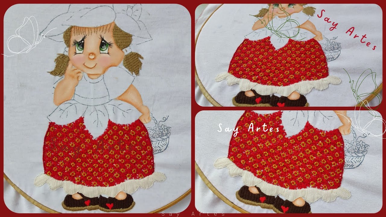 149 Bordando Falda de Niña Fresa | Say Artes