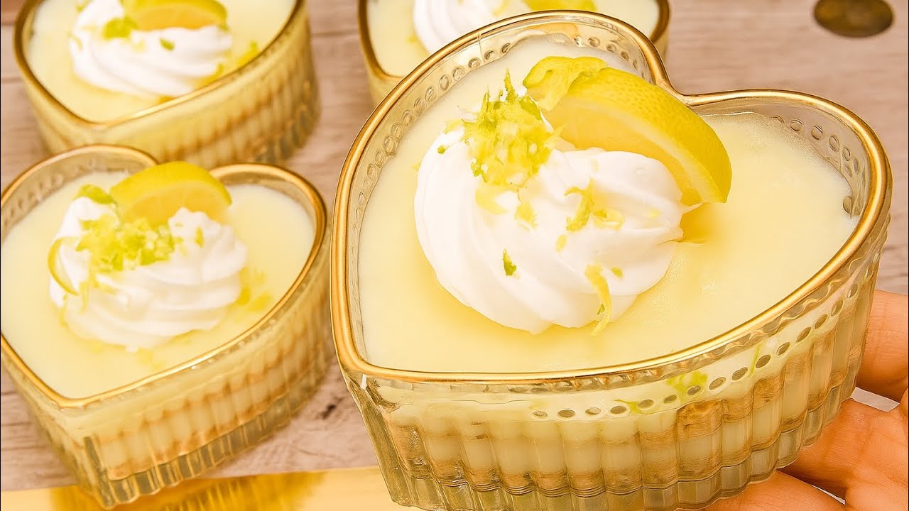 عندك 🍋 ونصف لتر حليب حضري أسهل وألذ تحلية كريمية خبي الوصفة لرمضان 