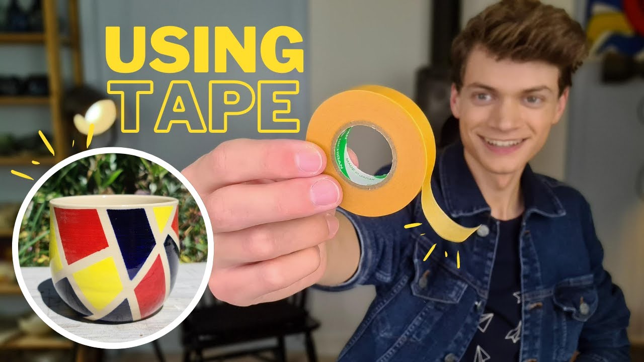 How to use Tape on Ceramics | making a Geometric Pattern