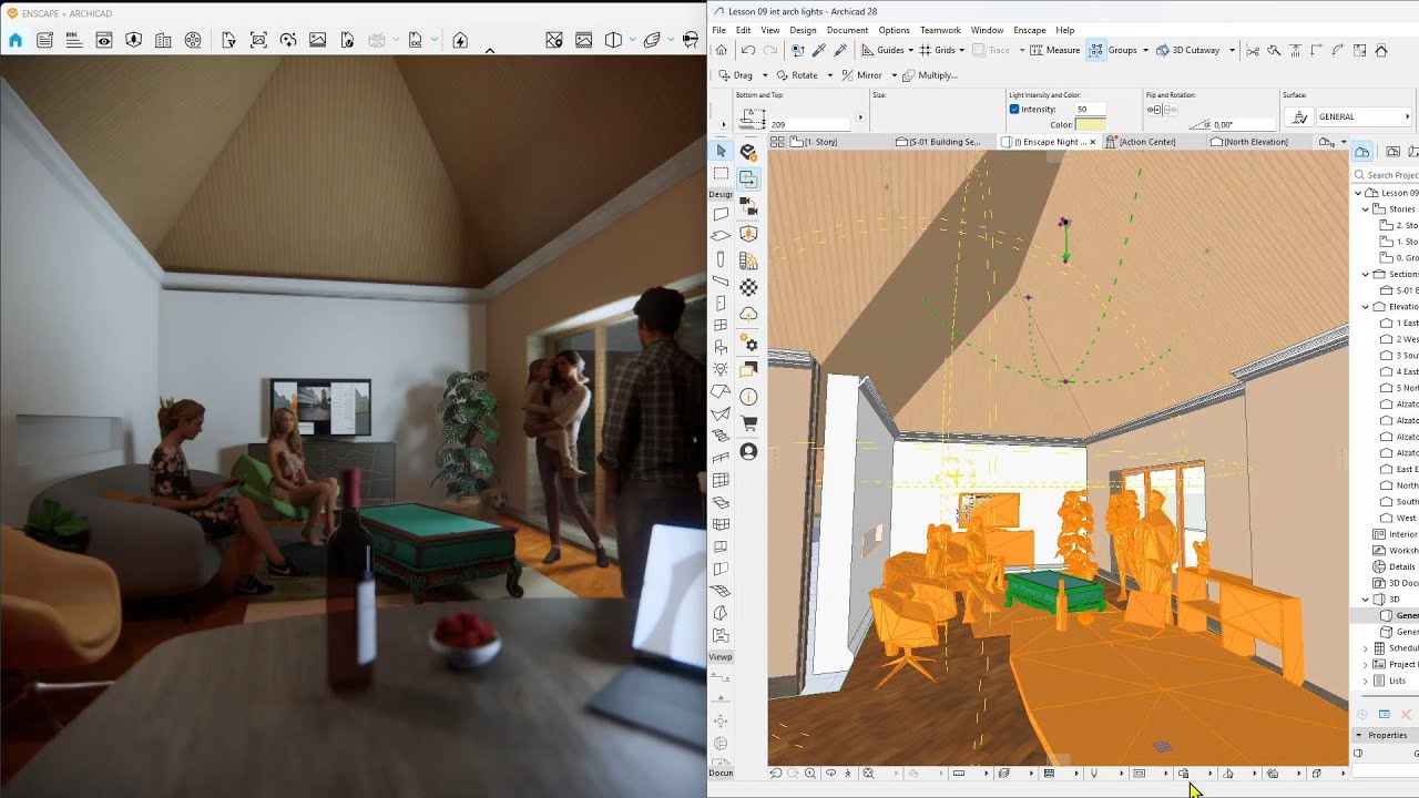 Videoguide - Archicad Lights in Enscape, Lighting Device, Type of Light, Placement, Intensity, Color