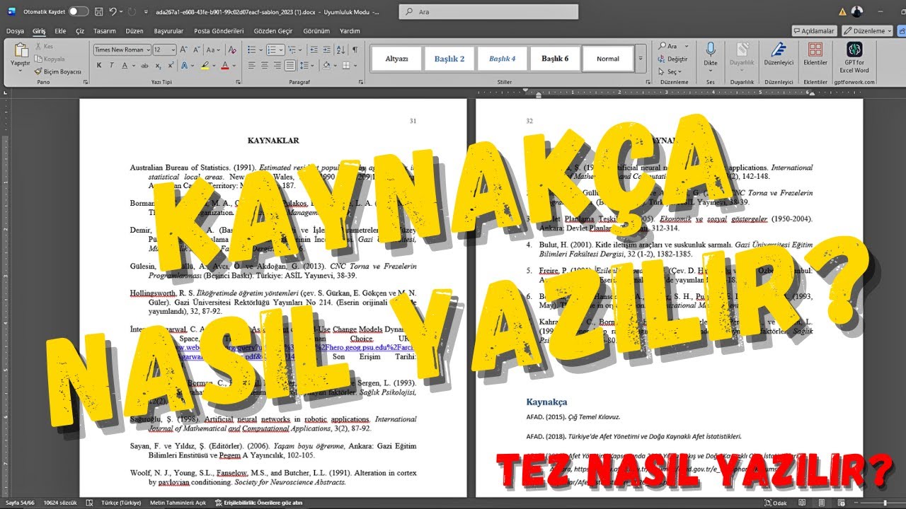 KAYNAKÇA TABLOSU NASIL YAPILIR / TEZ NASIL YAZILIR?