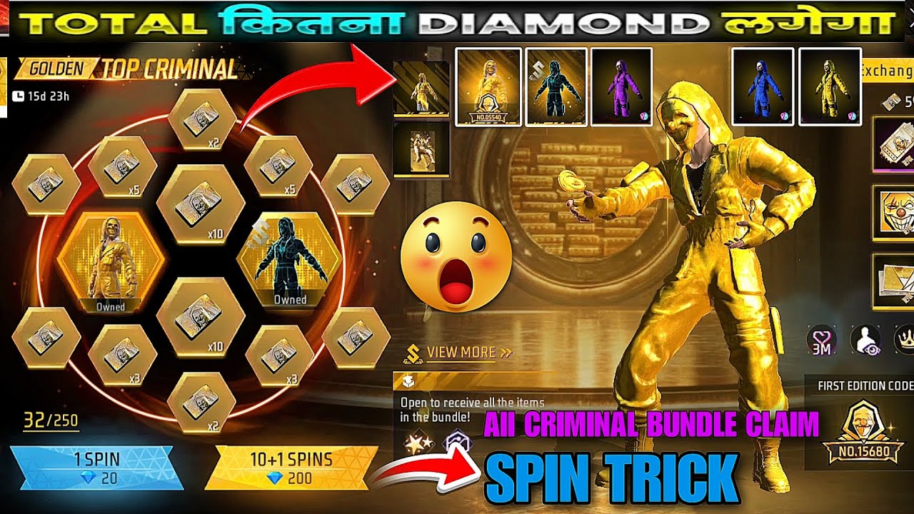 I Got All Criminal Bundle | New Golden Top Criminal Ring Event Free Fire | Free Fire New Ring Event
