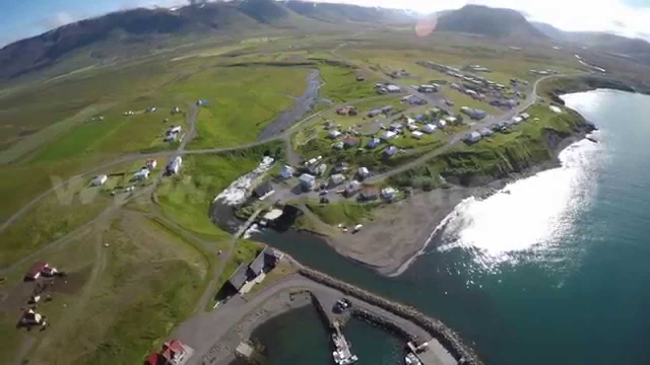 Hofsos town Iceland ' aerial