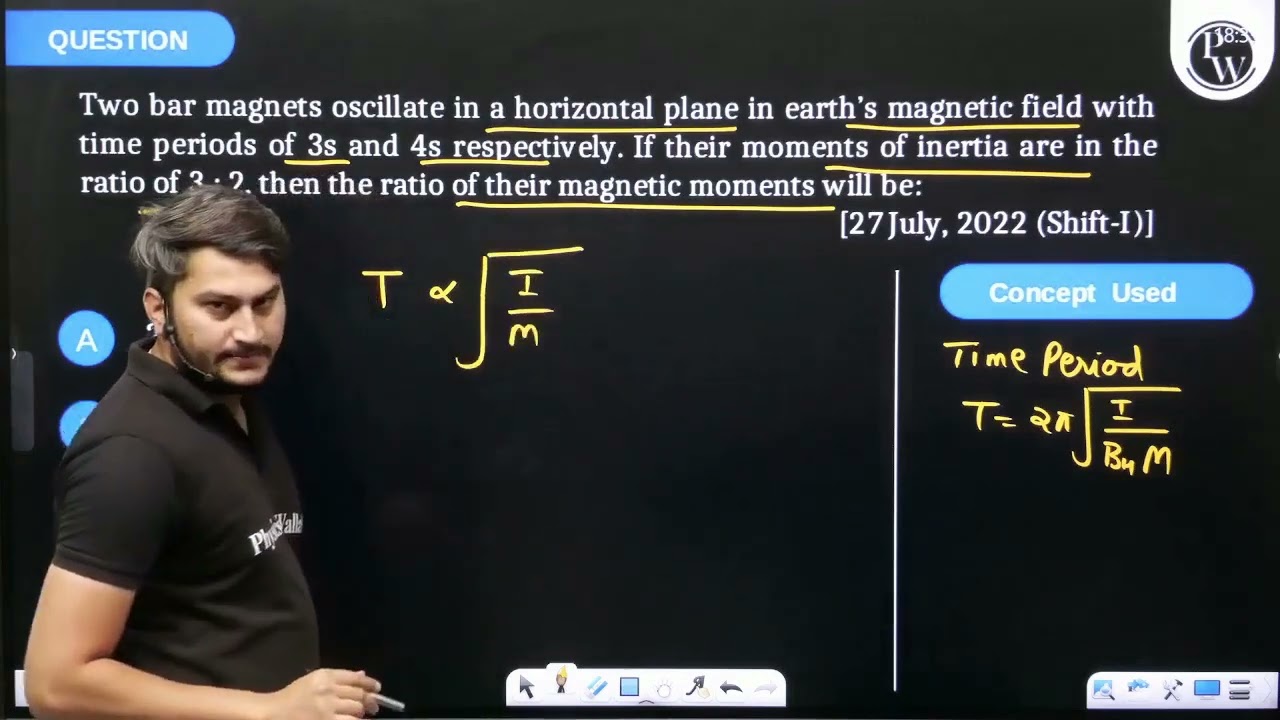 Two bar magnets oscillate in a horizontal plane in earth's magnetic field with time periods of \....