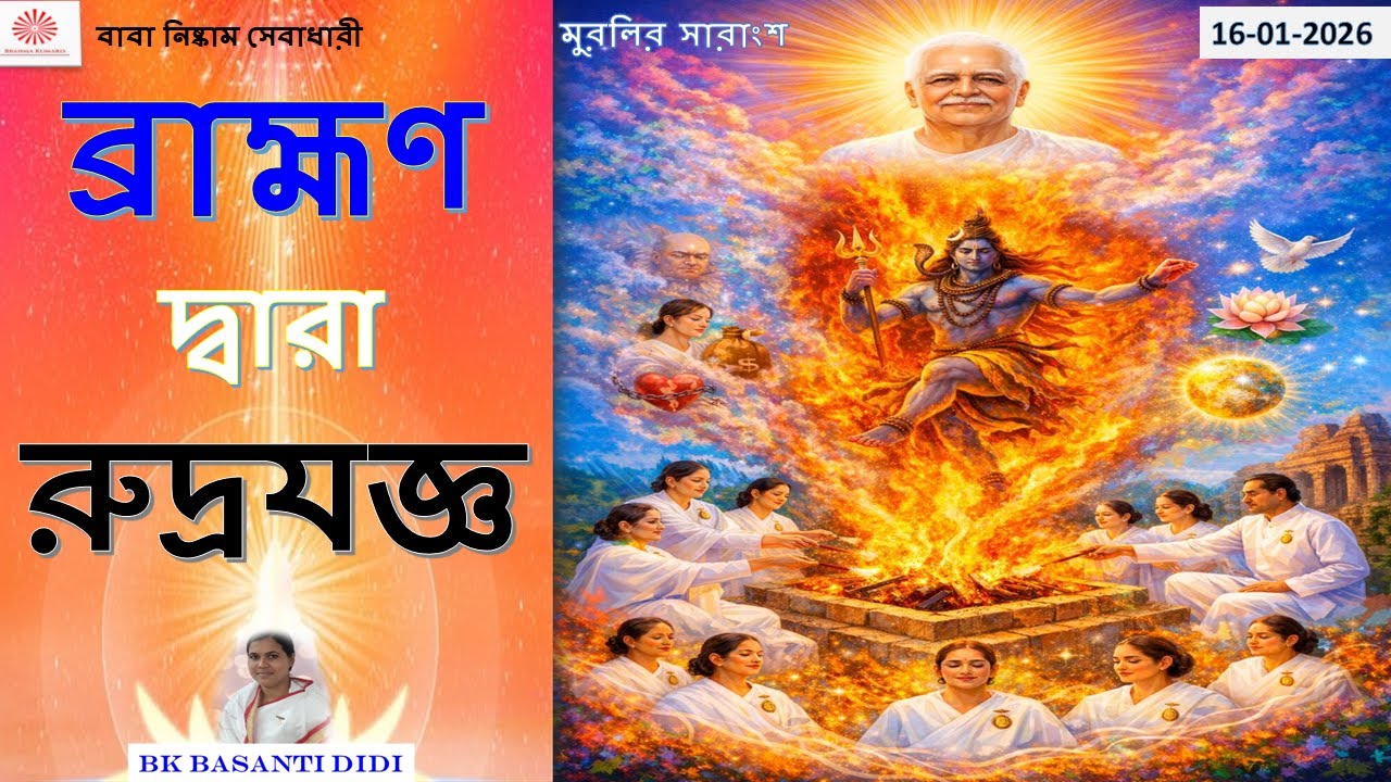 প্রাতঃ মুরলির মূখ্য সারাংশ // ঈশ্বরীয় রুদ্রযজ্ঞ / নিষ্কাম কর্ম/ Daily Murli।। 16/01/2026