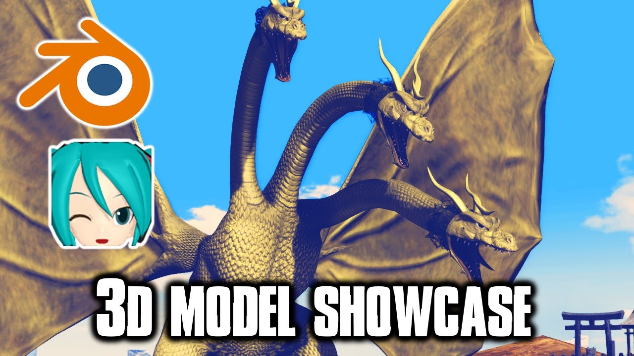 [ MMD/BLENDER ] Showa King Ghidorah Model Showcase