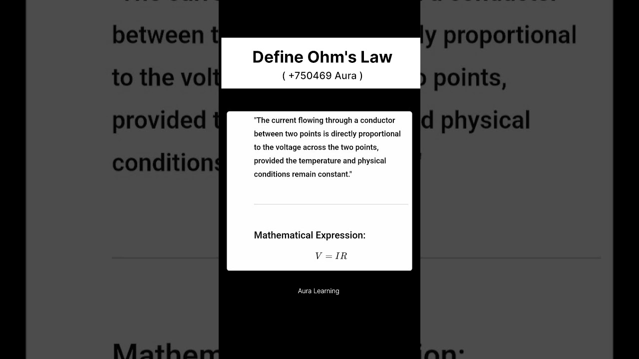 Define Ohm's Law #science