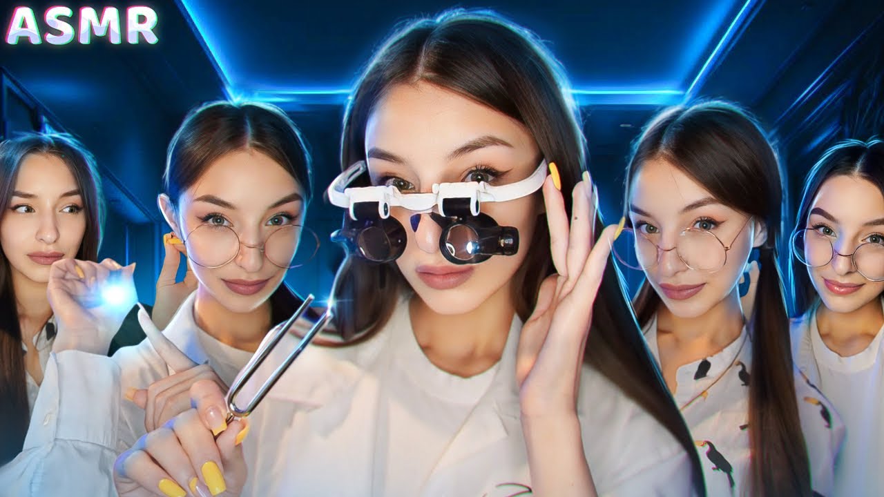 ASMR 5 ЛІКАРІВ👩🏽‍⚕️Офтальмолог, лор, тест на чутливість обличчя, психолог, перевірка волосся на воші