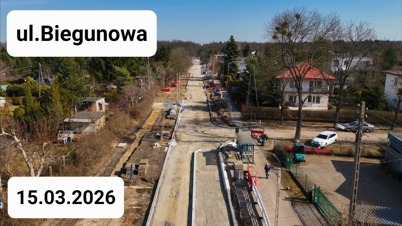 Реконструкция улицы Бегунова, город Лодзь на реконструкции 15.03.2026