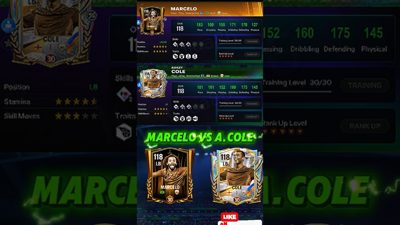 Марсело против Эшли Коула, общий рейтинг 113 &ndash; #FCMobile #Marcelo #AshleyCole #FCMobile26 #FCMobi...