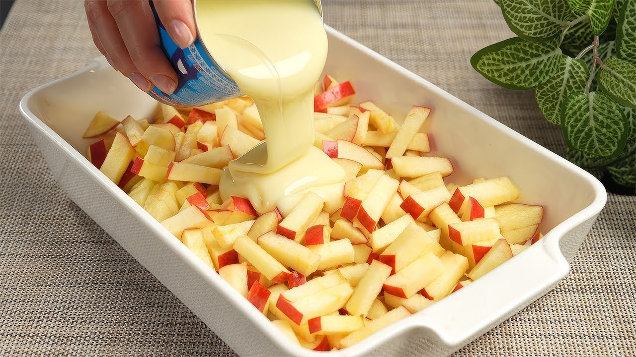Only 2 ingredients! Only apples and condensed milk! New Dessert for 1 minute.